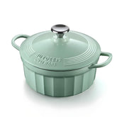BUYDEEM Enamel Cast Iron pot stew pot Lock Water Preservating 2.9L Light Green CP552